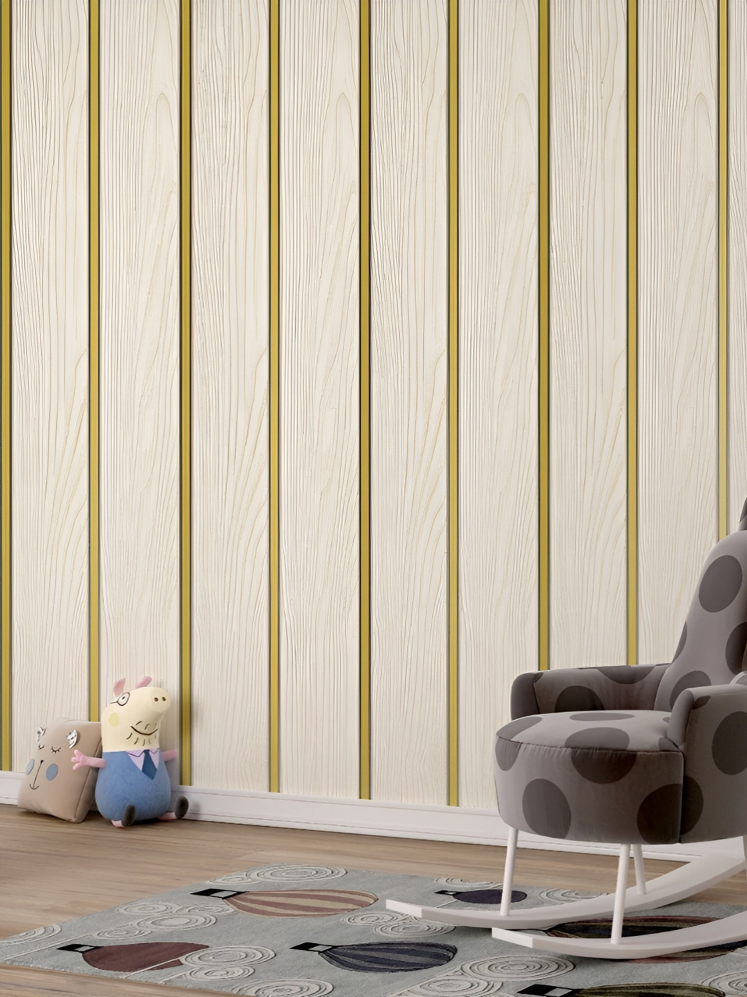 SEKHMET Cream-Colored & Yellow Striped Wall Sticker