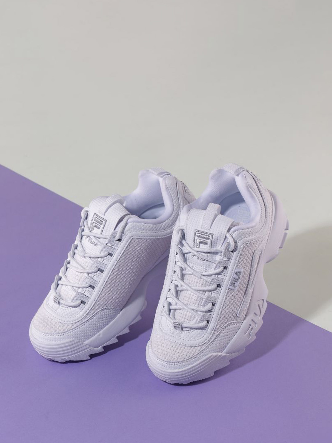 FILA DISRUPTOR 2 WOVEN Women Woven Design Round Toe Lace-Ups Sneakers Shoes