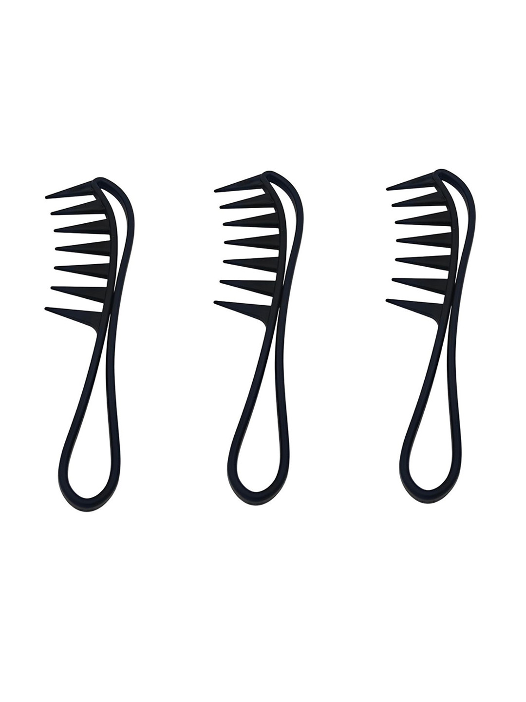 Stylewell Set Of 3 Wide Spacing Teeth Barber Comb - Black