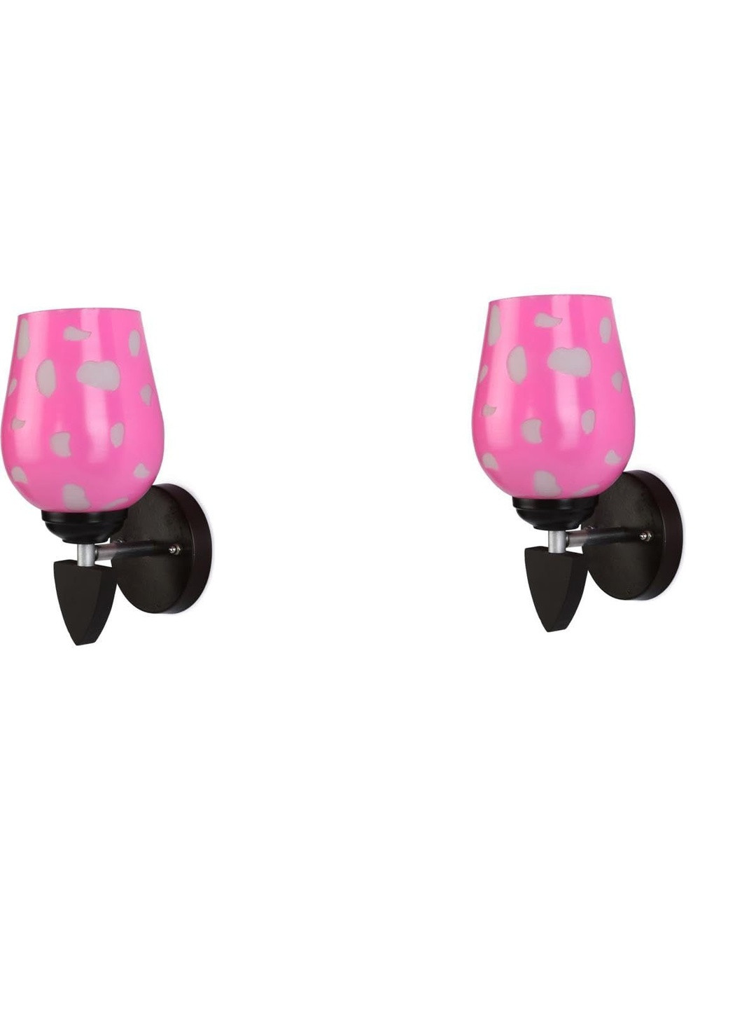 1ST TIME Set Of 2Pink & White Glass Traditional Cylinder Shaped Wall Lamp