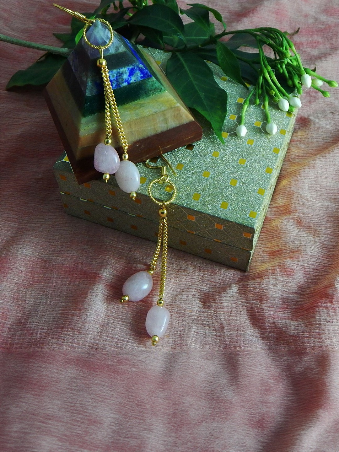 Jaya Vision Jewelry Gold-Plated Contemporary Drop Earrings