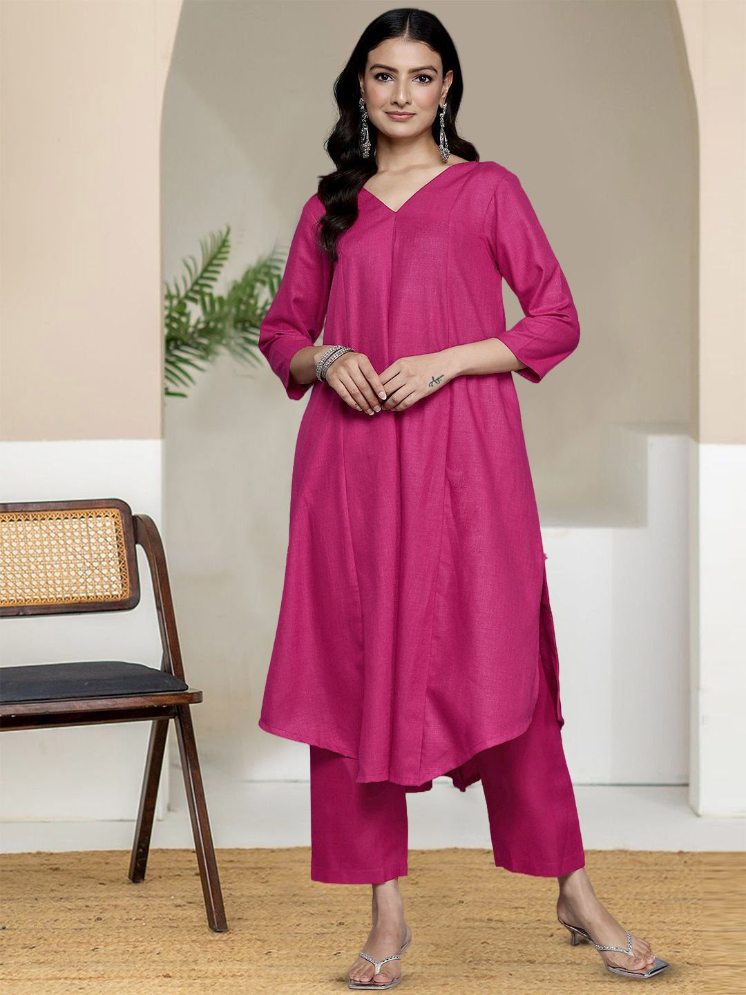 Varanga V-Neck A-Line Kurta With Trouser