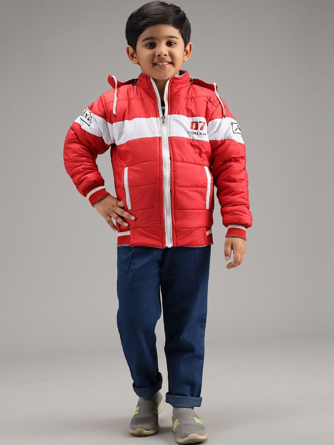 TRENDY WORLD Boys Colourblocked Winter Hooded Puffer Jacket