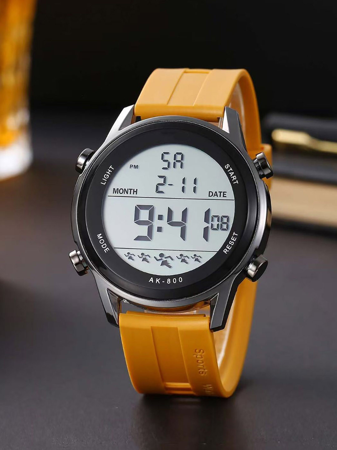 PAPIO Men Dial & Straps Digital LED Backlight Watch DIGITAL-028 YELLOW