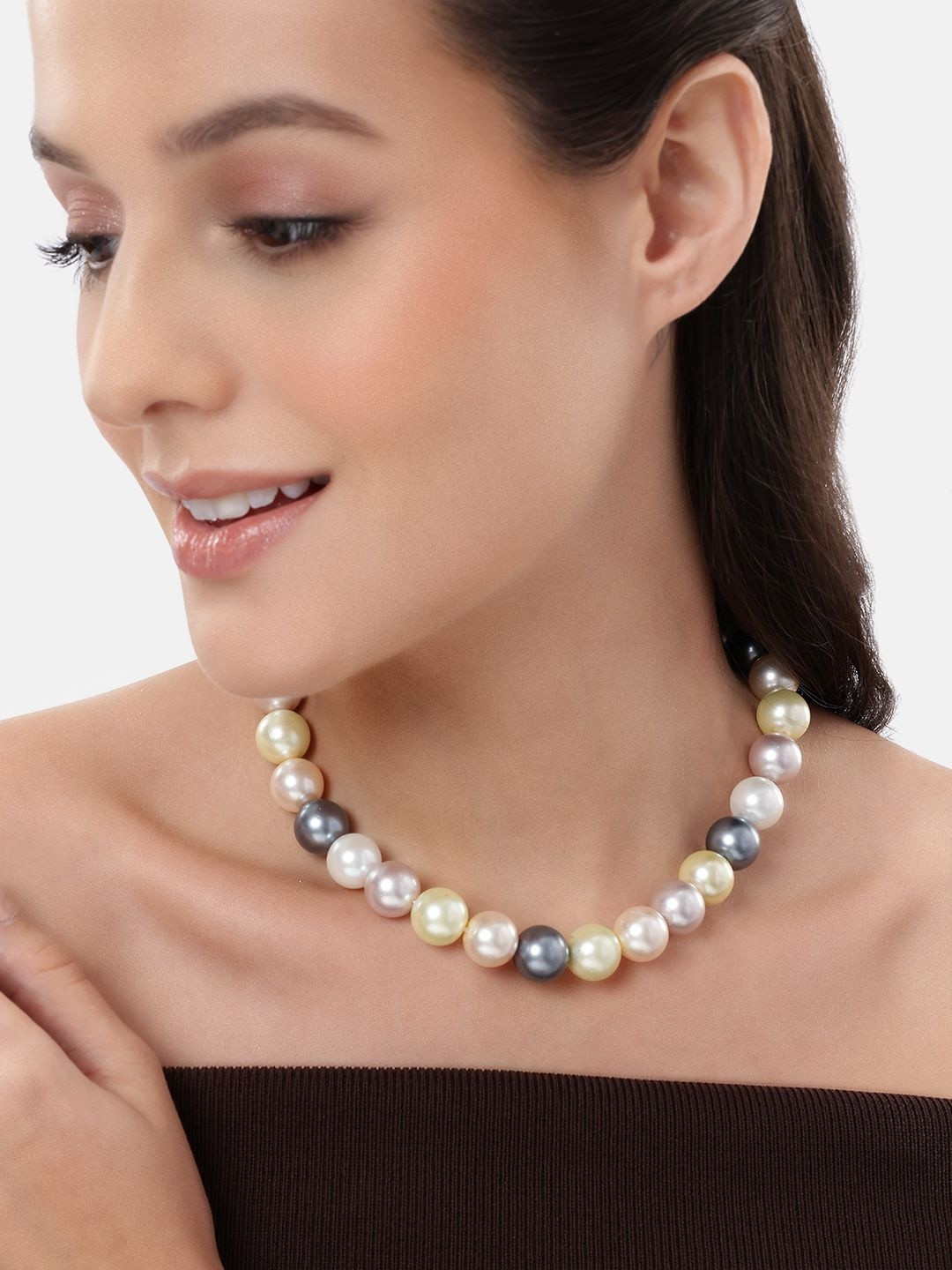 DressBerry Women Multi Color Big Pearls Beaded Necklace