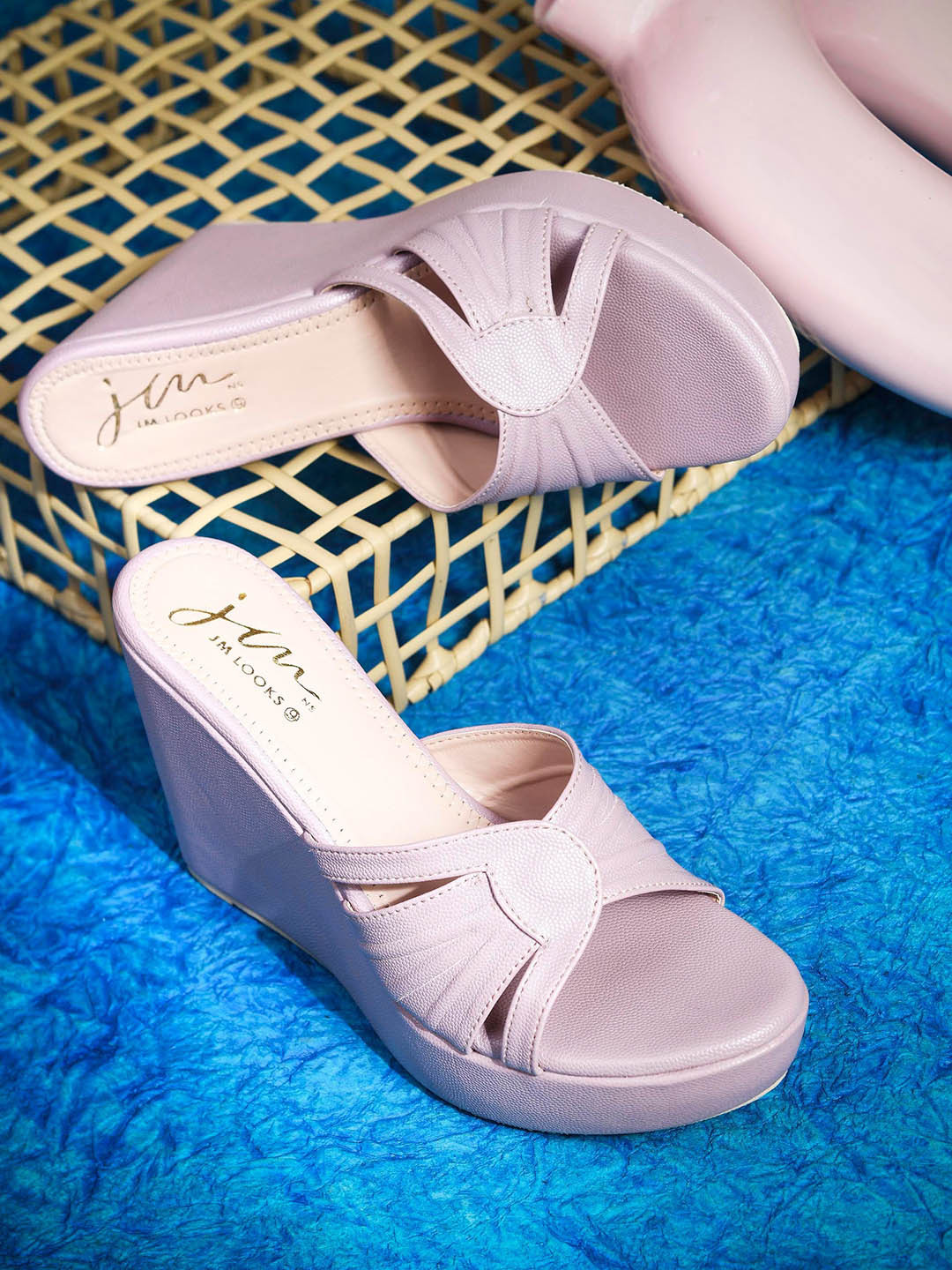 JM Looks Women Open Toe Wedge Mules