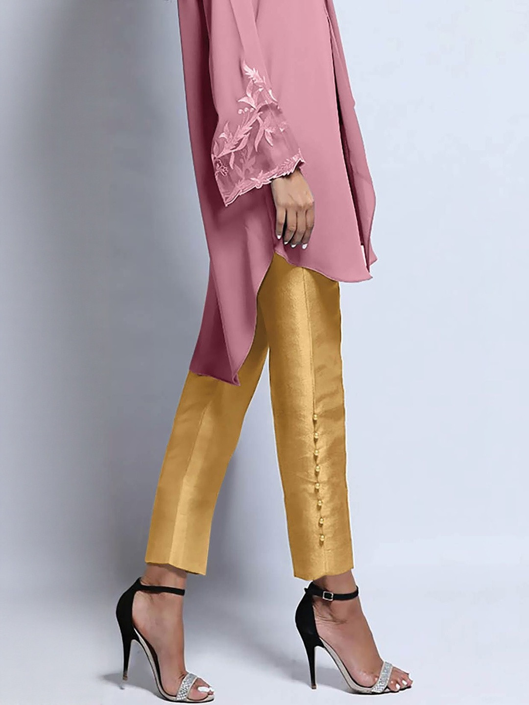 Moda Rapido Women Shiny Silk Trousers with Pocket