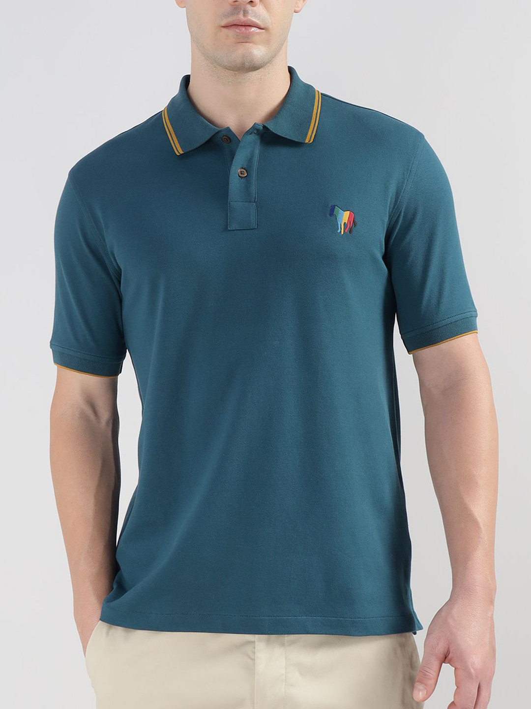 PS By Paul Smith Men Brand Logo Printed Polo Collar Cotton T-shirt