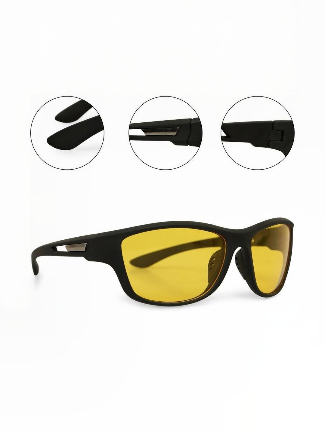 Arzonai Unisex Yellow Lens & Black Sunglasses with