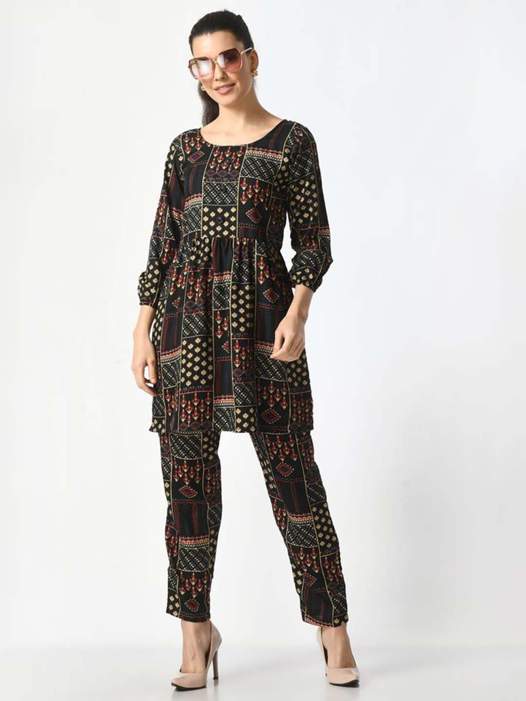 MANGGO Women Ethnic Motifs Printed Crepe A-Line Dress