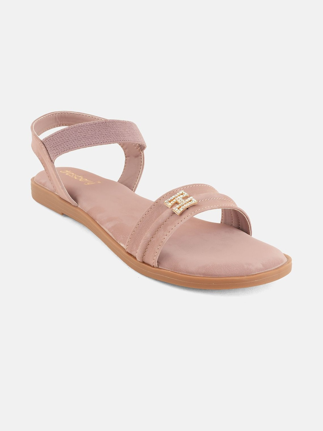 DressBerry Women Peach Solid Synthetic Leather Open Toe Flats