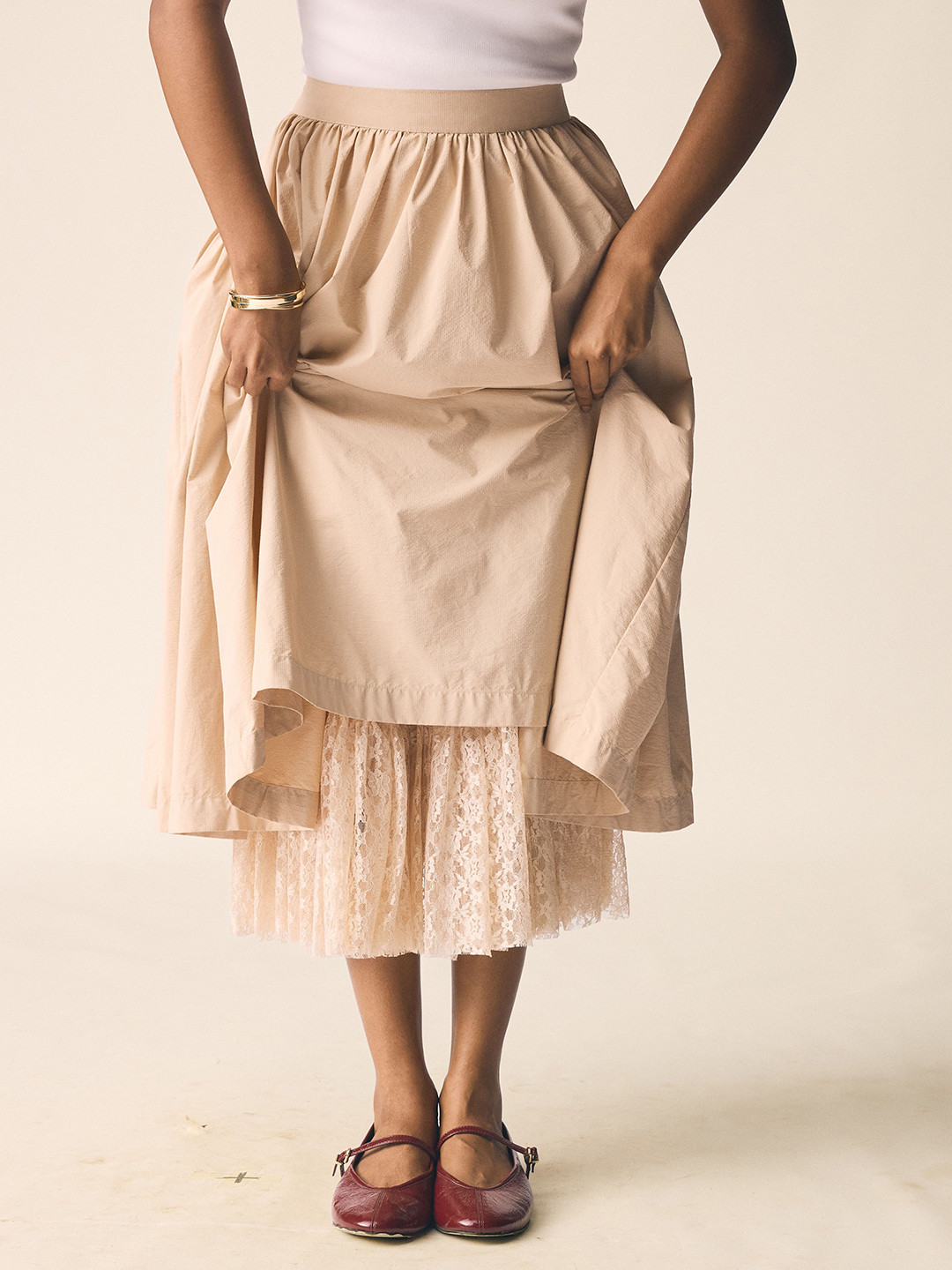 UNRUSH Roma Flared Midi Skirt