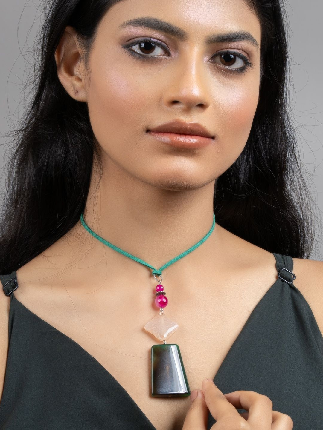 Look and Adorn Women German Silver Choker Necklace