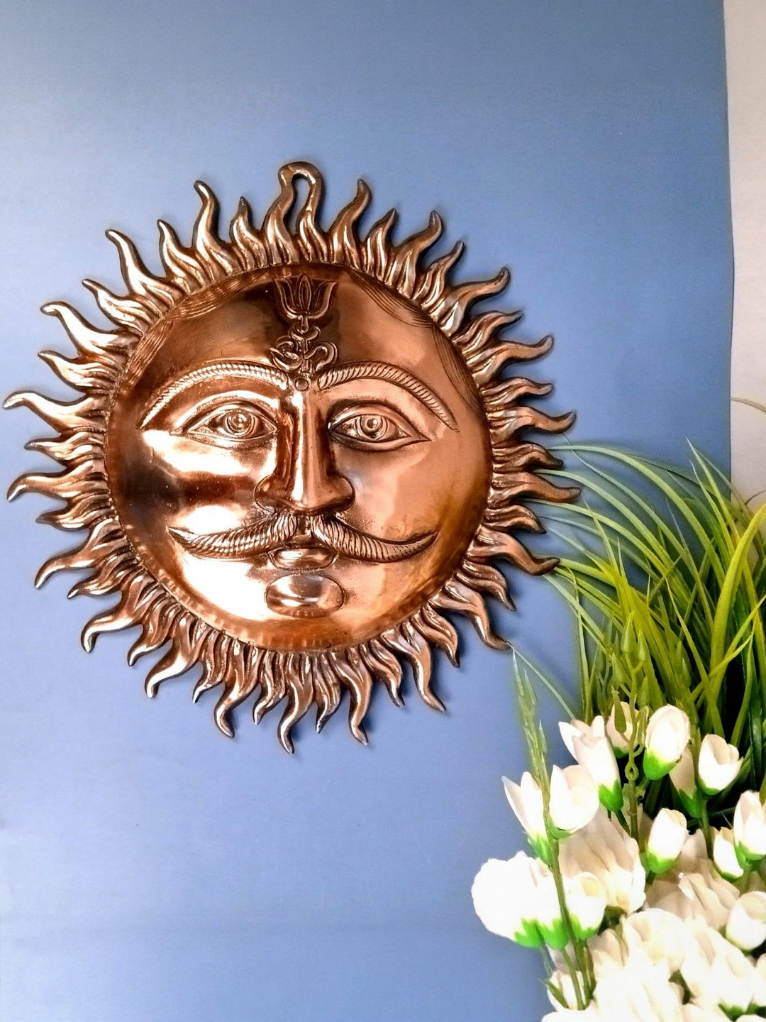 apka mart Brown Sun Face Metal Wall Hanging Decor