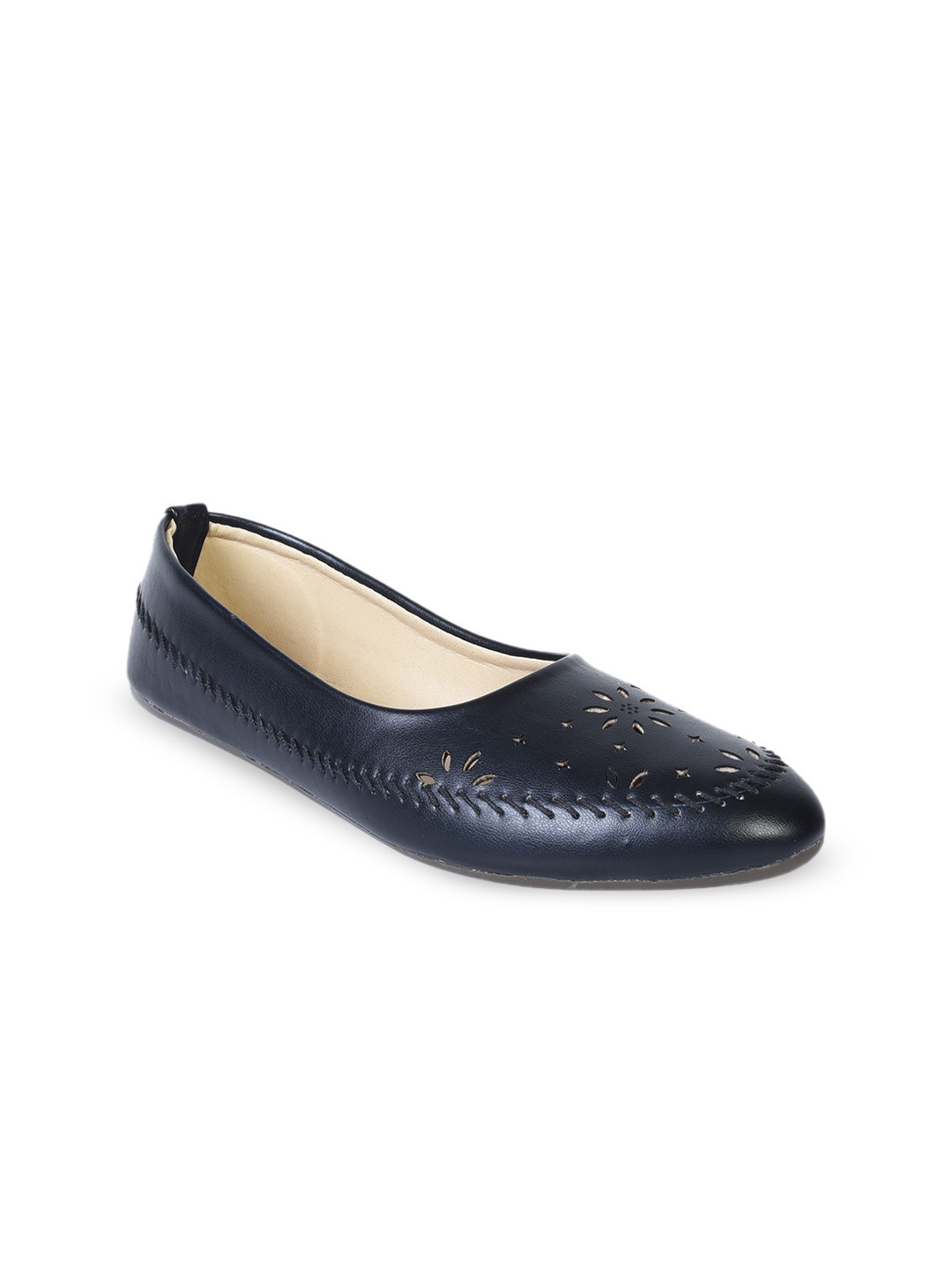 RACECOURSE Women Perforations Round Toe Loafers With Laser Cuts