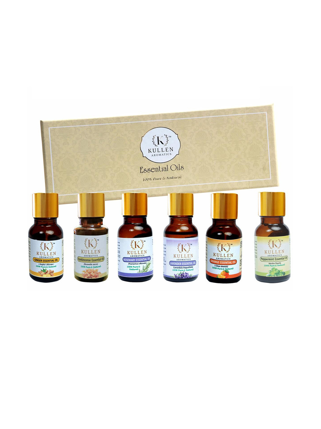 Kullen Aromatics Set Of 6 Ginger- Lavender-Rosemary- Orange-Peppermint Massage Oil