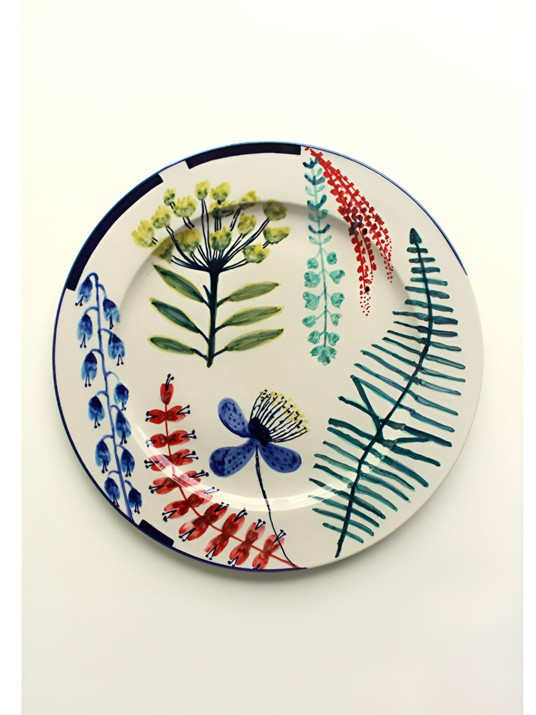 FREEDOM TREE Beige & Blue Ceramic Dishwasher and Microwave Safe Food Platter