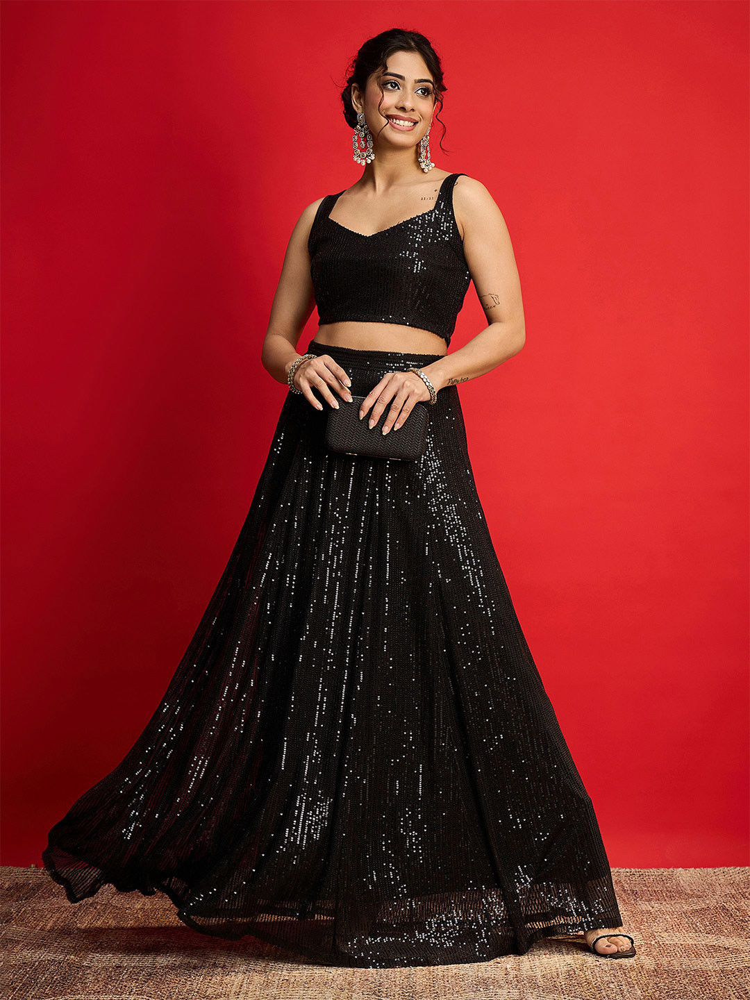Shae by SASSAFRAS Embellished Sequinned Velvet Ready To Wear Lehenga & Blouse