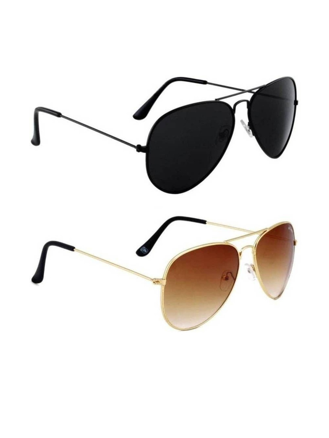 Arzonai Unisex Set of 2 Full Rim UV Protected Lens Oval Sunglasses COMBO-006254