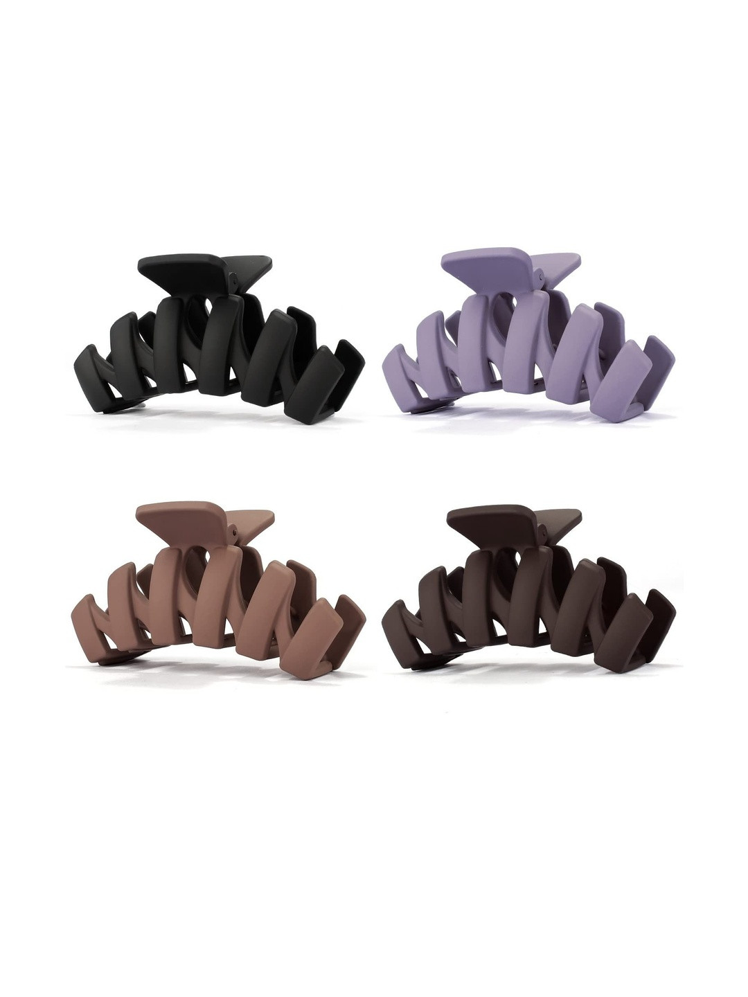 DIVASTRI Women Set of 4 Multi Colored Premium Matte Wave Claw Clips