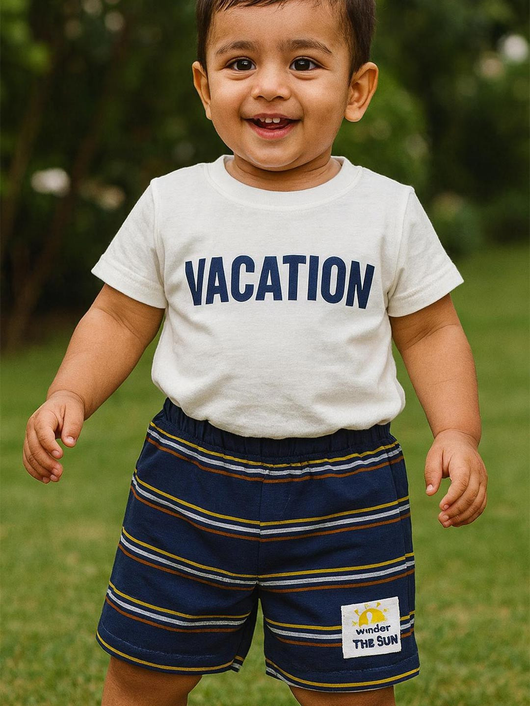 MeeMee Boys Striped Mid-Rise Cotton Regular Shorts