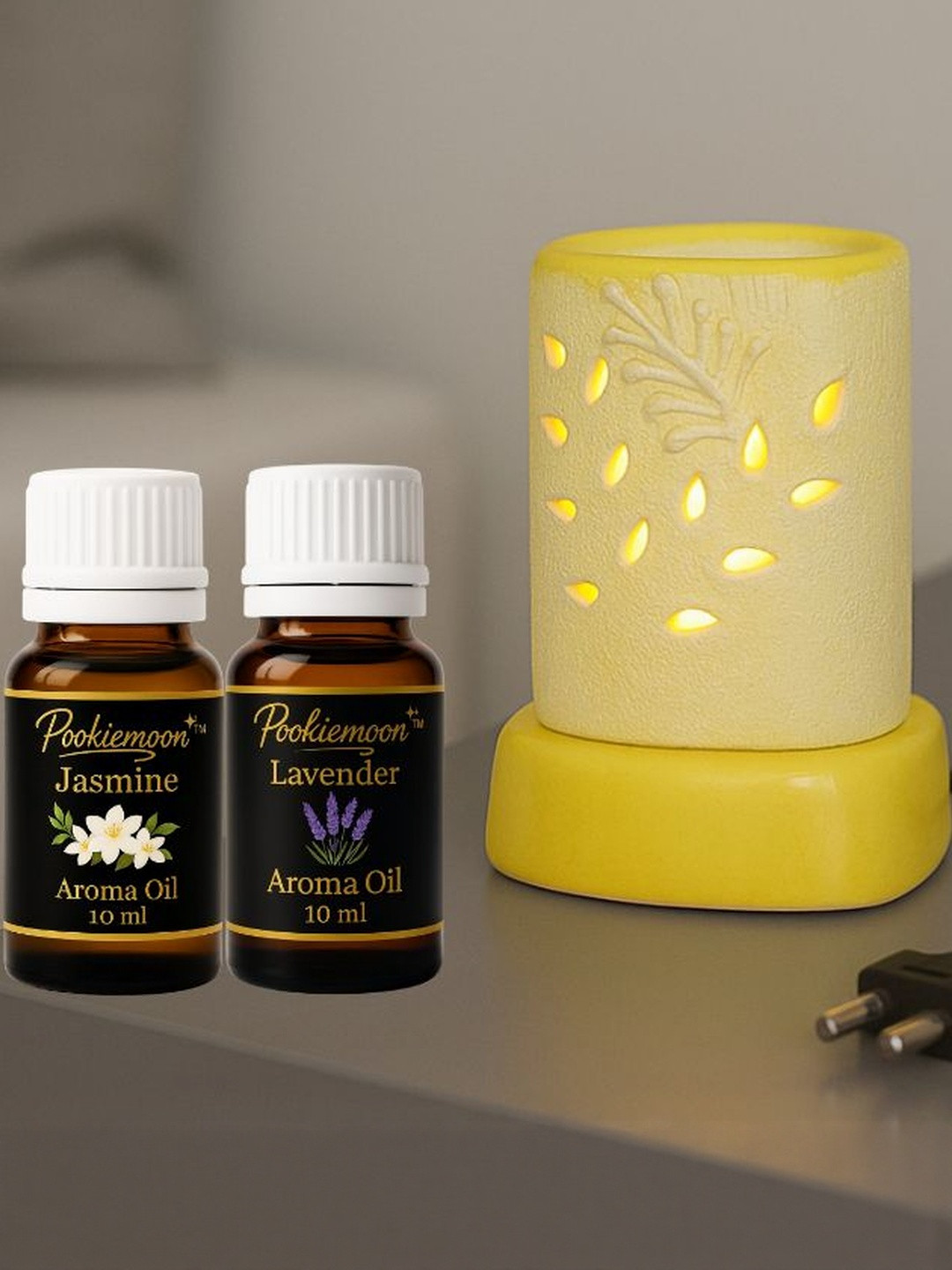 Pookiemoon Yellow 10ml Each Ceramic Electric Aroma Diffuser with Jasmine & Lemongrass