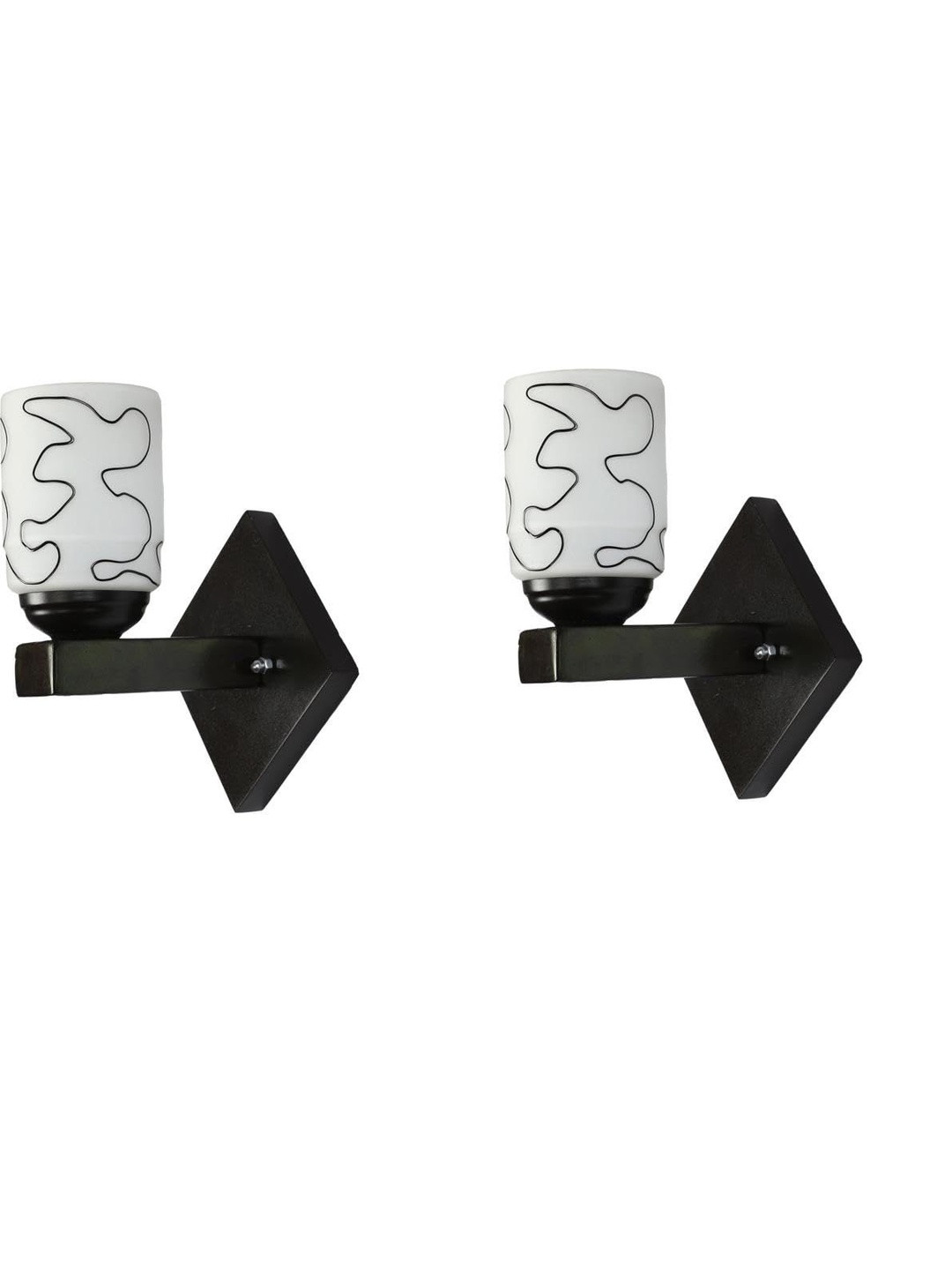 1ST TIME 2 Pieces Black & White Stylish Solid Glass Traditional Cylinder Shape Wall Lamps