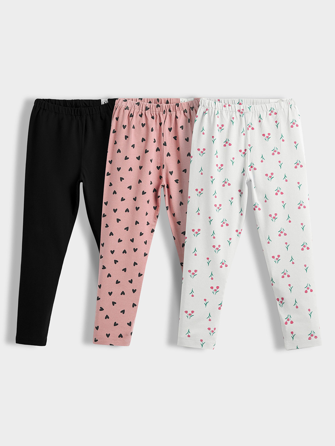 Orange Sugar Girls Pack Of 3 Mid Rise Ankle Length Leggings