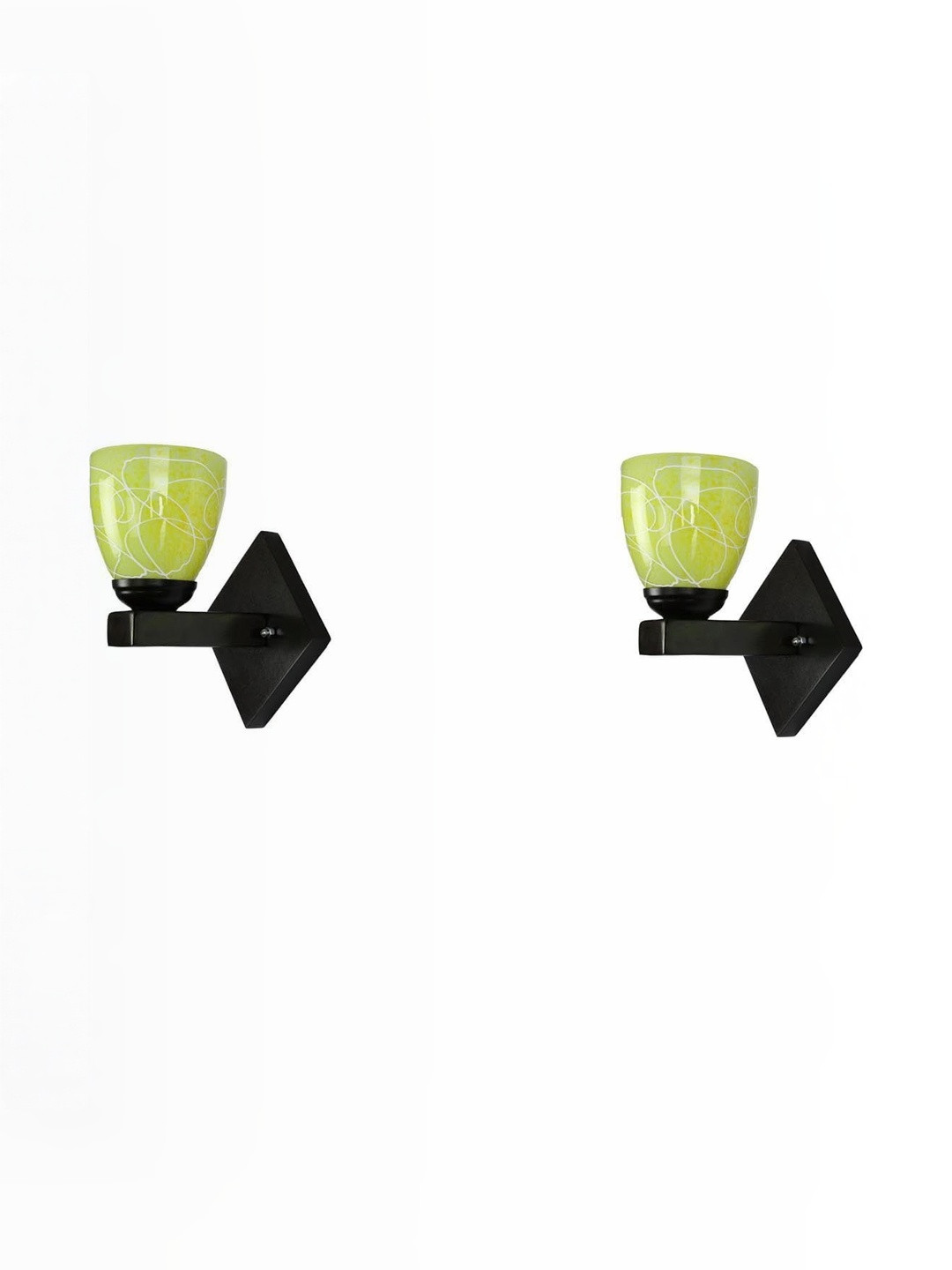 1ST TIME Yellow & White 2 Pieces Glass Traditional Cylinder Wall Lamps
