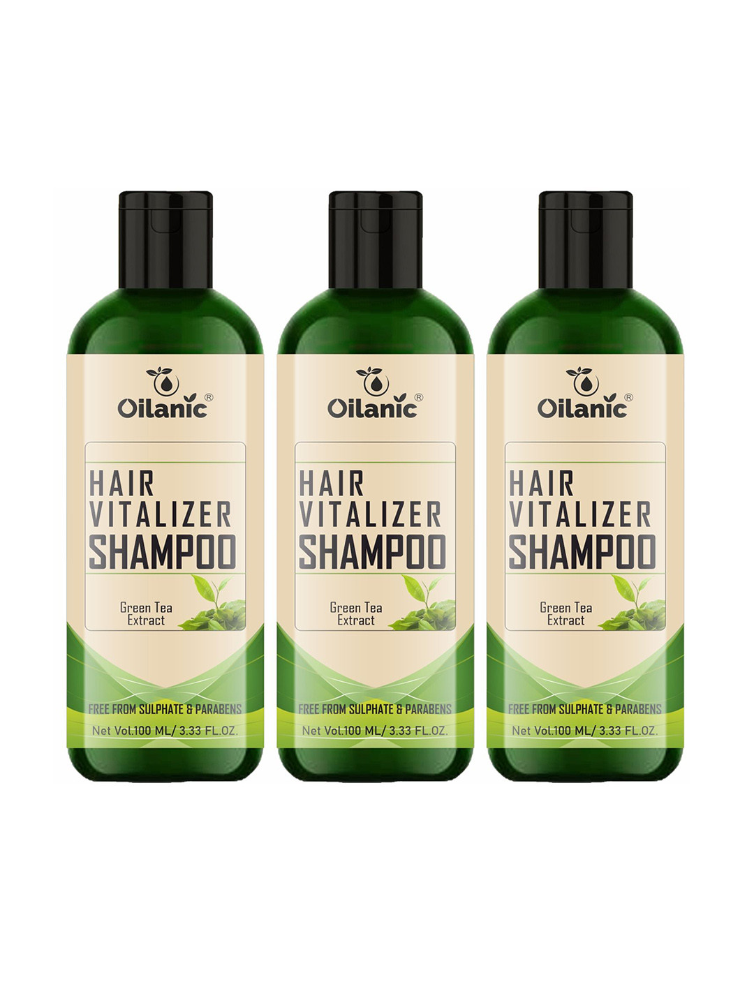 Oilanic Set Of 3 Hair Vitalizer Shampoo With Green Tea Tree Extract - 100 ml Each