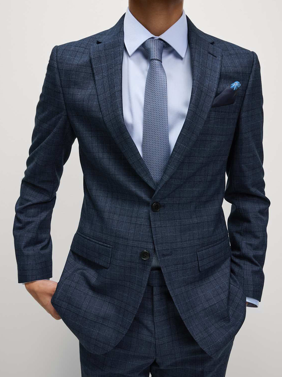 Marks & Spencer Men Self Design Noted Lapel Collar Blazer and Trousers Suit