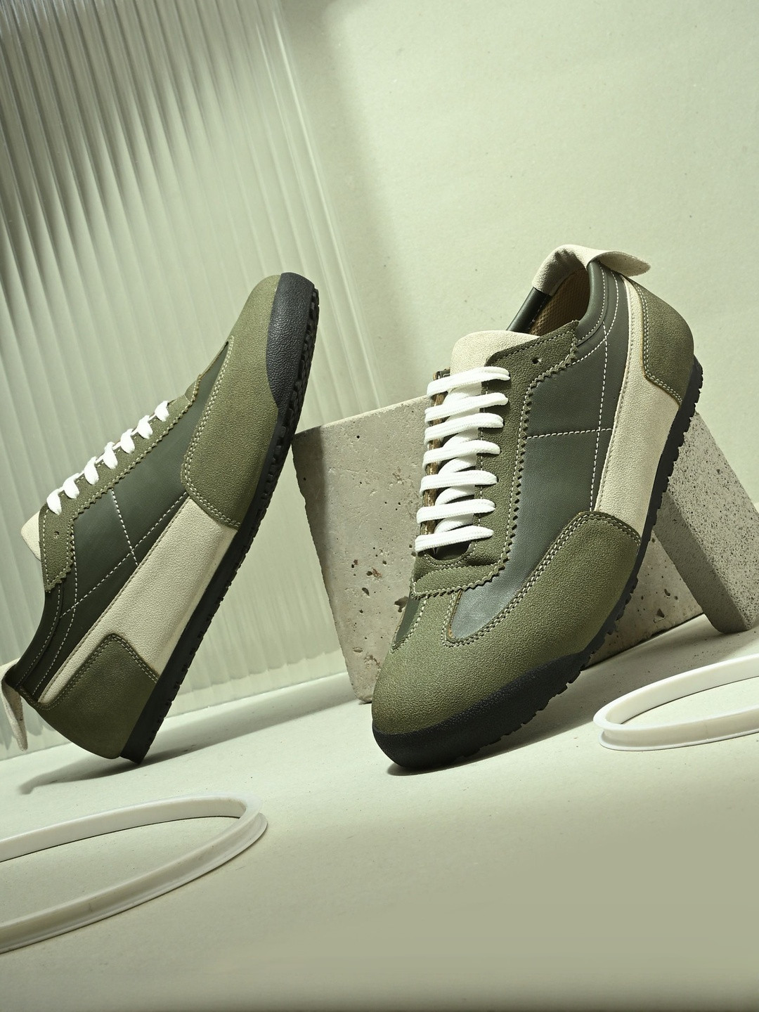 HERE&NOW Men Green Lace-Ups Textured Sneakers