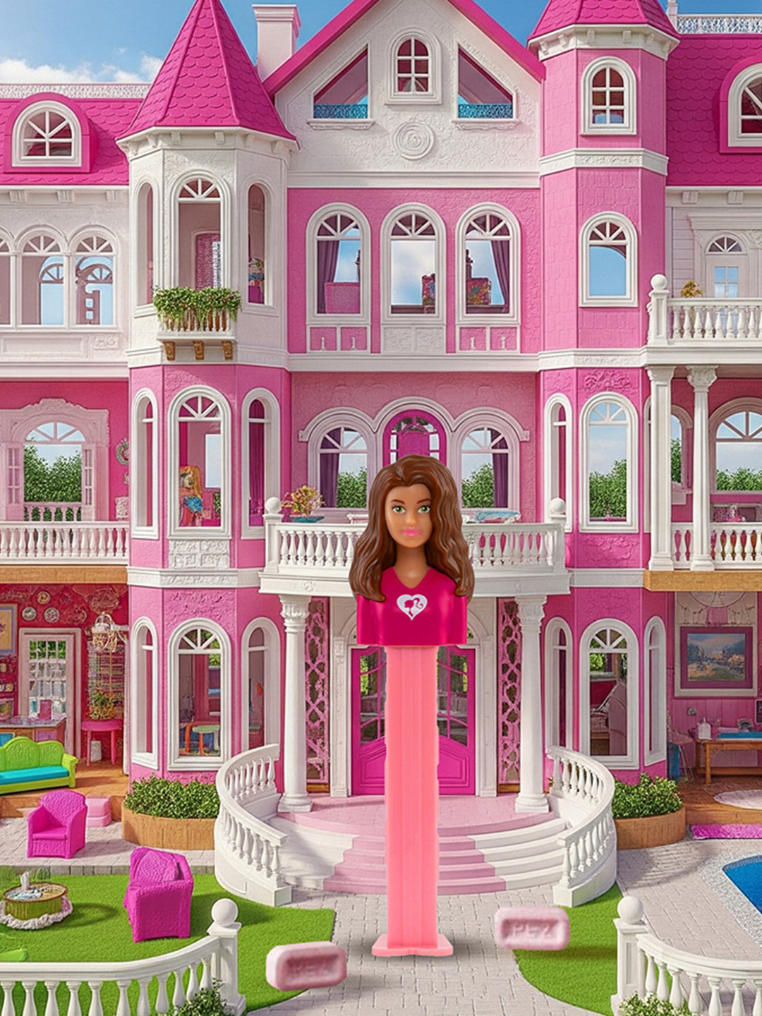 PEZ Kids Barbie Brown Hair Candy 17gm