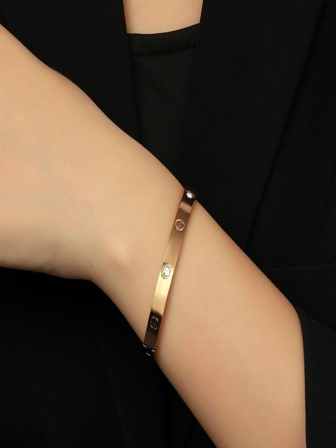 Elite creation Unisex Gold-Plated American Diamond Bracelet