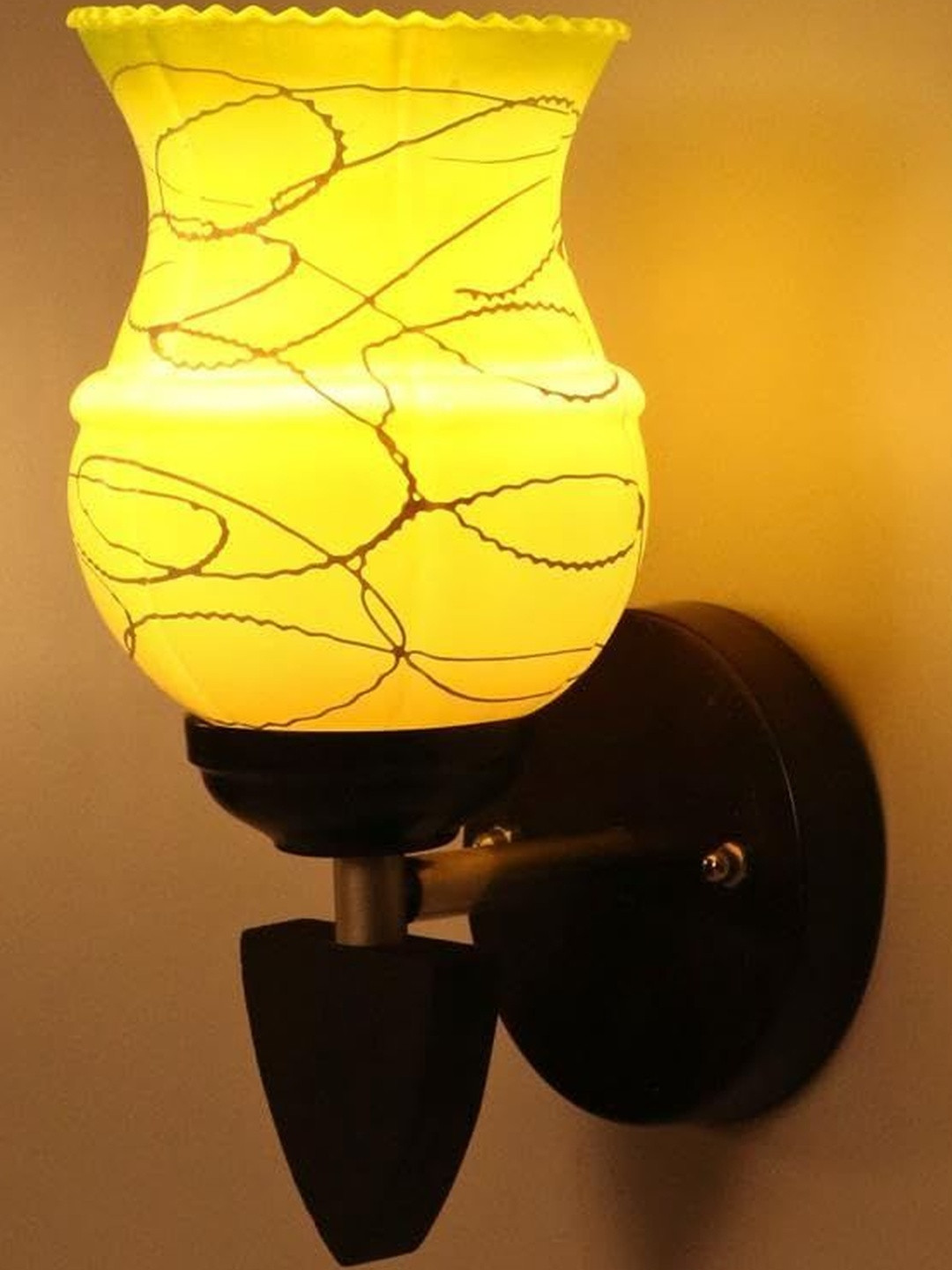 1ST TIME Green & White Glass Textured Cylinder Shaped Decorative Wall Lamp