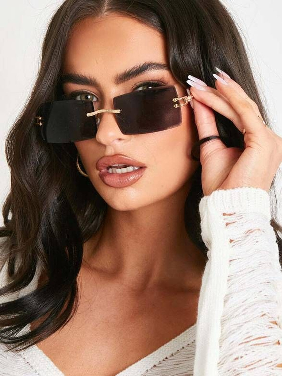 Arzonai Unisex Black Gold-Toned Without Frame UV Protected Lens Full Rim Sunglasses