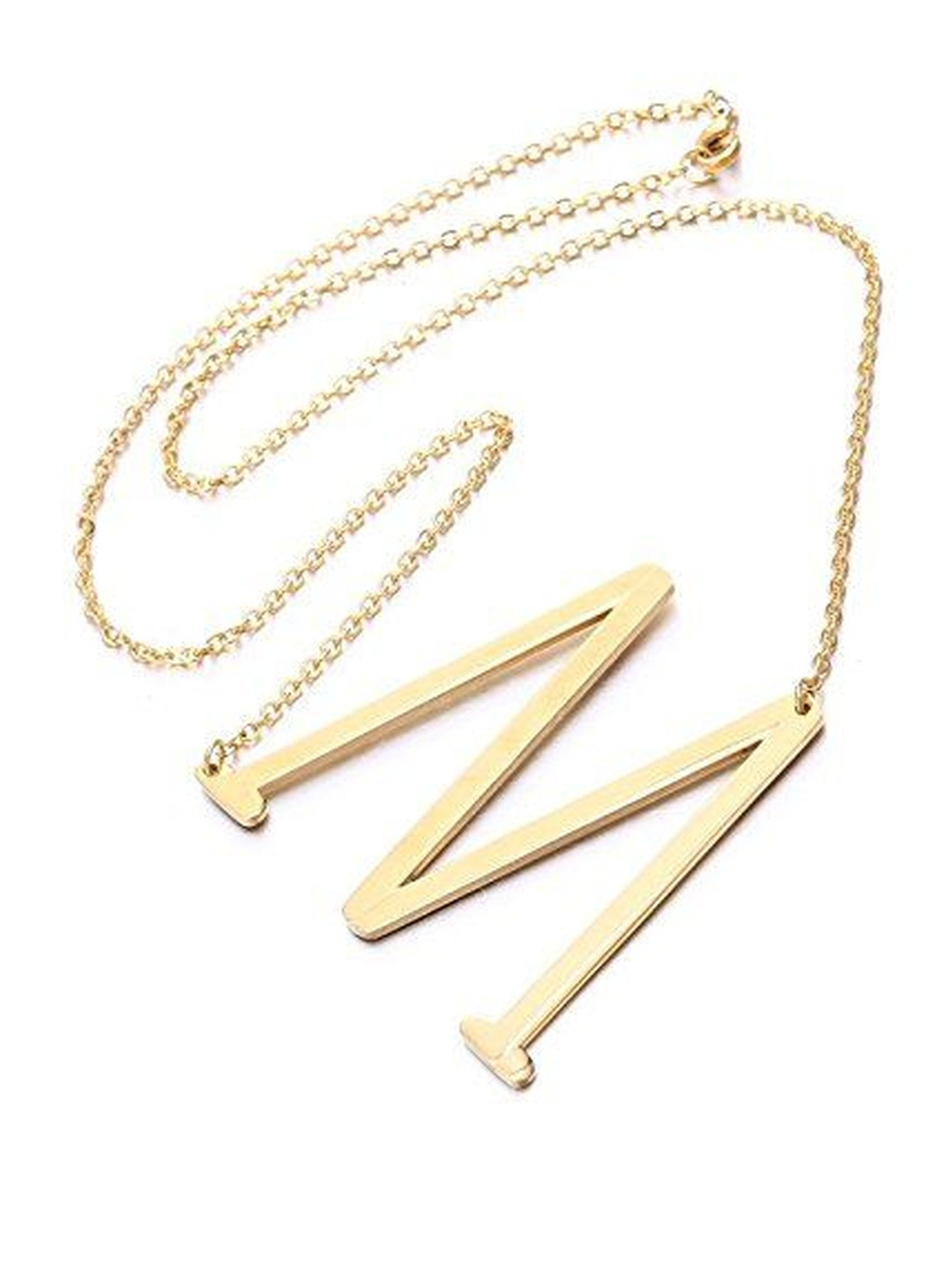 Arzonai Women Gold-Plated Letter M Charm Alloy Necklace