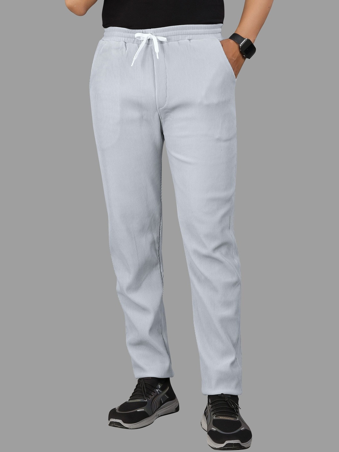 COMBRAIDED Men Relaxed Straight Leg Loose Fit Easy Wash Corduroy Trousers