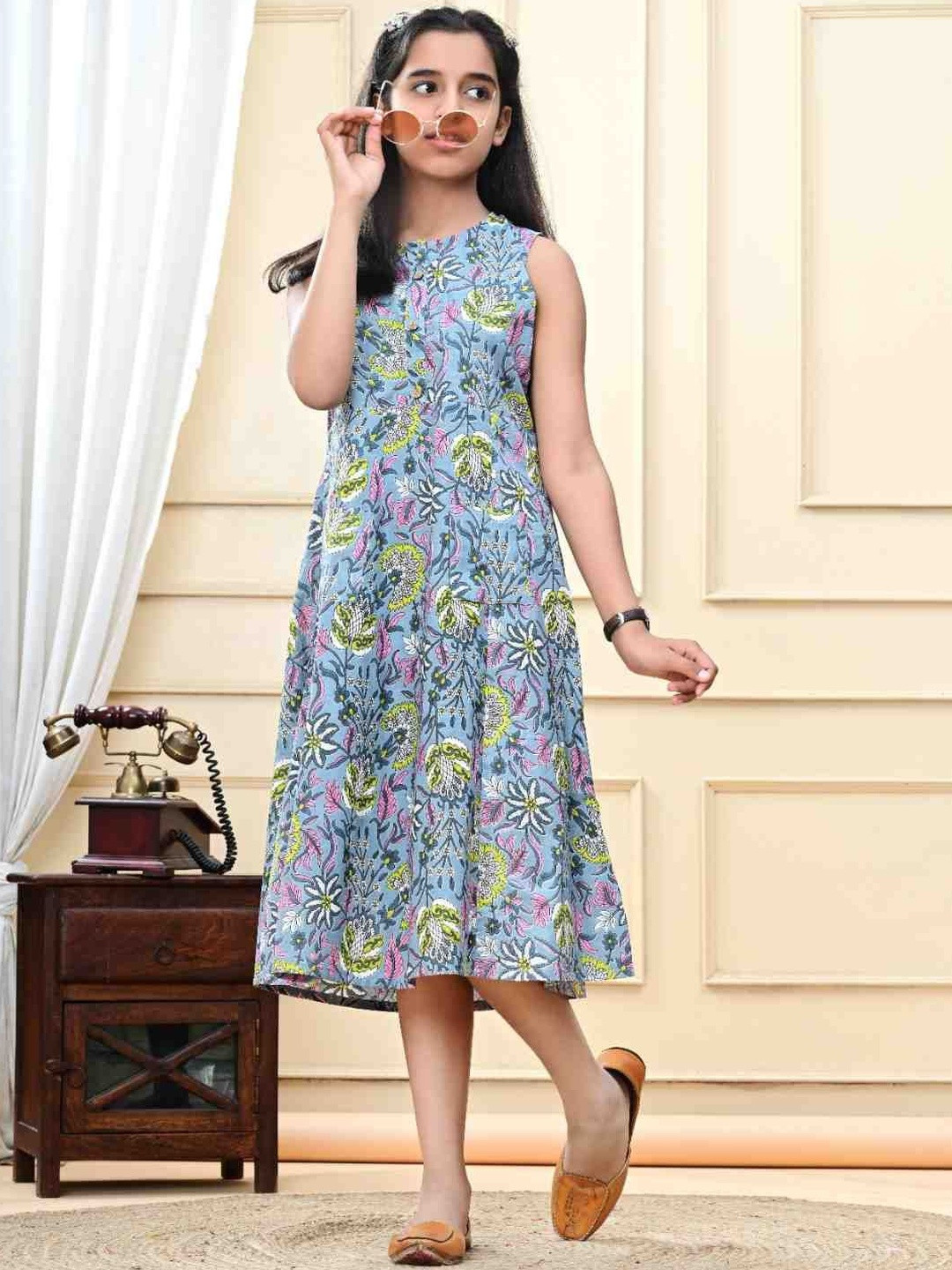DMP EXPORT Girls Grey Cotton Kurtas