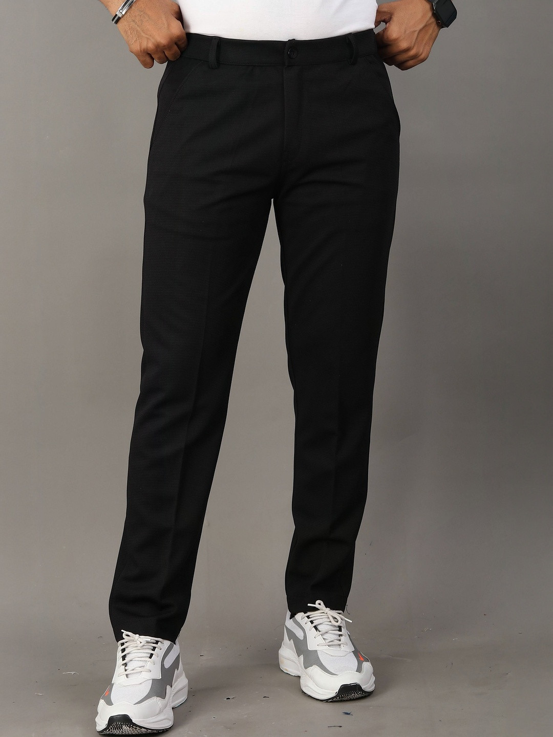 COMBRAIDED Men Polyester Regular Fit Chinos Trousers