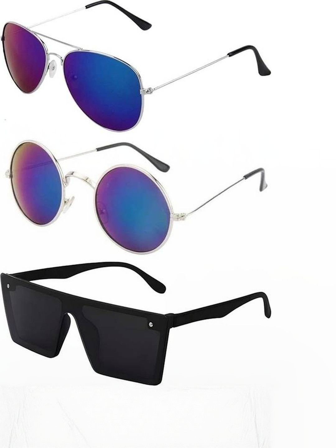 Arzonai Unisex Clear Lens & Steel-Toned Sunglasses