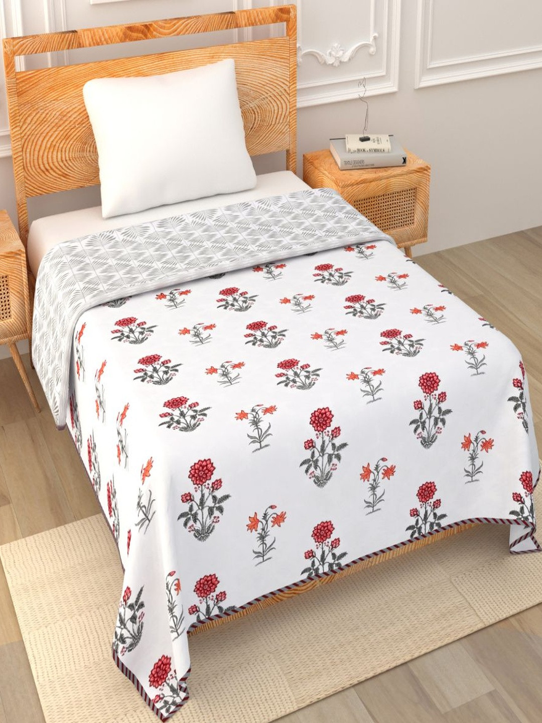 Myntra Elegant Homes Block Printed 400 TC Pure Premium MulMul Cotton Single Bed Dohar