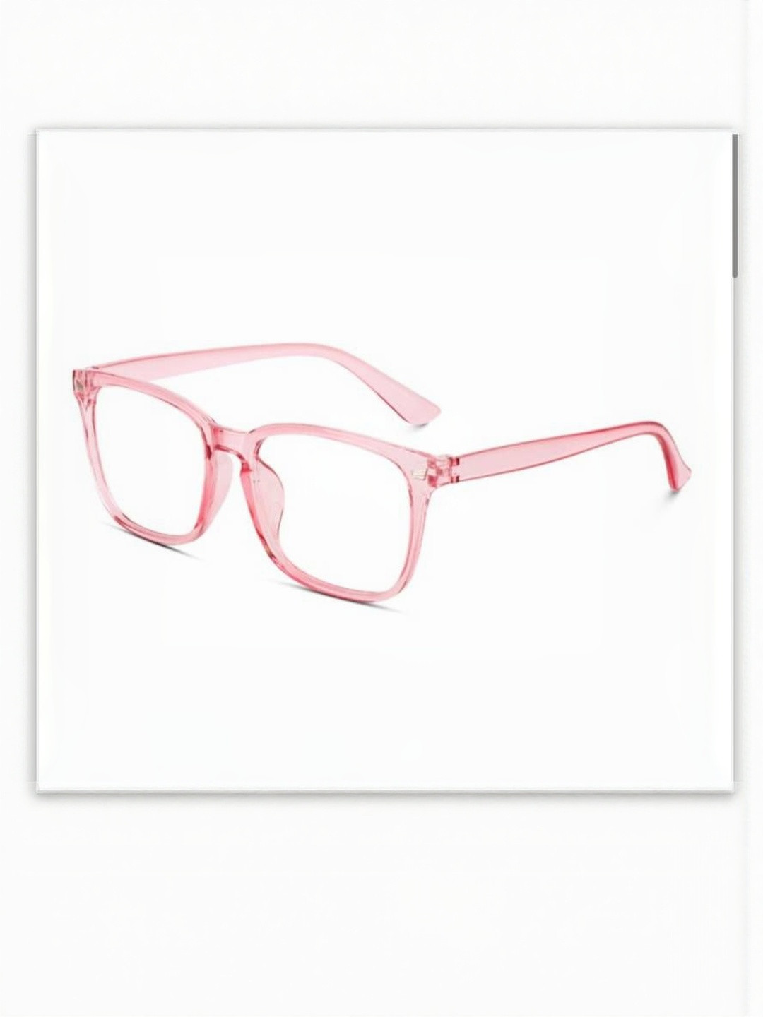 Arzonai Unisex Transparent Lens & Pink Square Sunglasses With UV Protected Lens