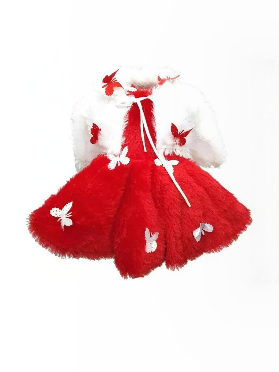 STUMBLE FASHION Girls Red Butterfly Embellished Fit & Flare Dress