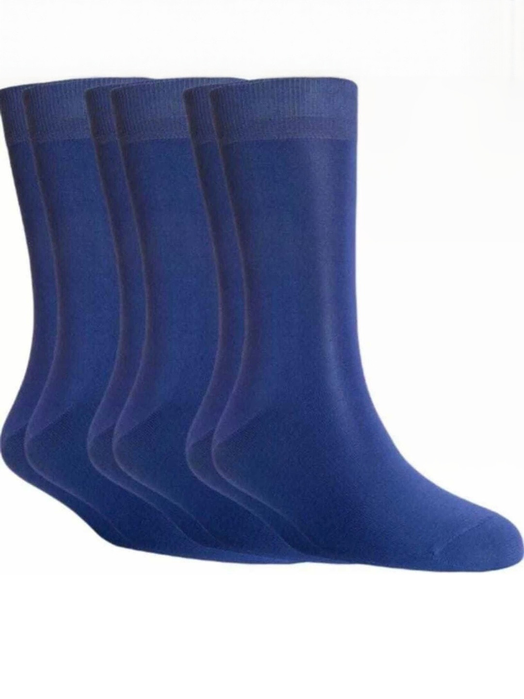 Akeeta Unisex Pack of 3 Blue Plain Cotton Socks