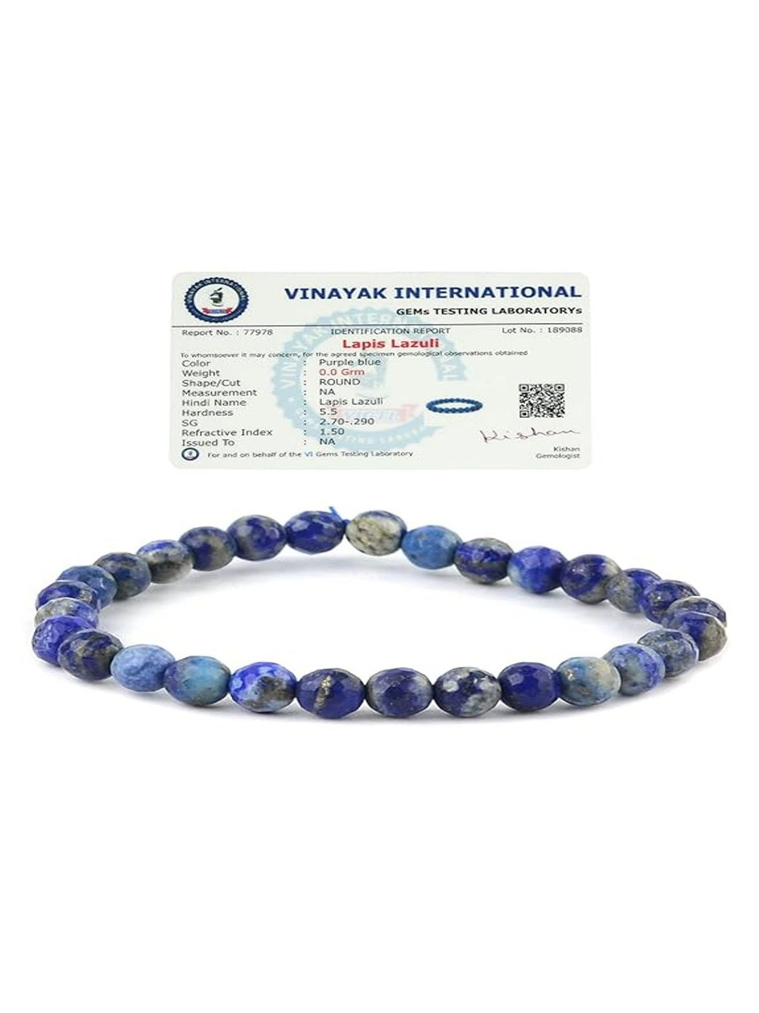 SIAMI Unisex Lapis Lazuli Beaded Elasticated Bracelet