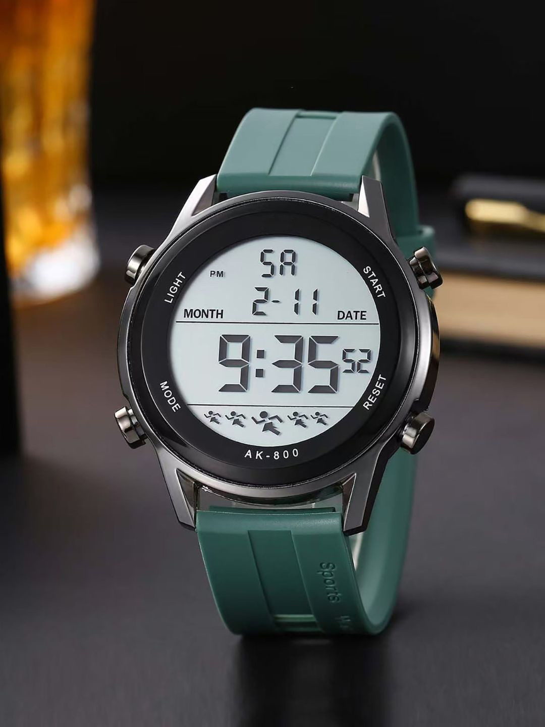 PAPIO Men Round Dial & Straps Digital LED Backlight Watch DIGITAL-028 TEAL