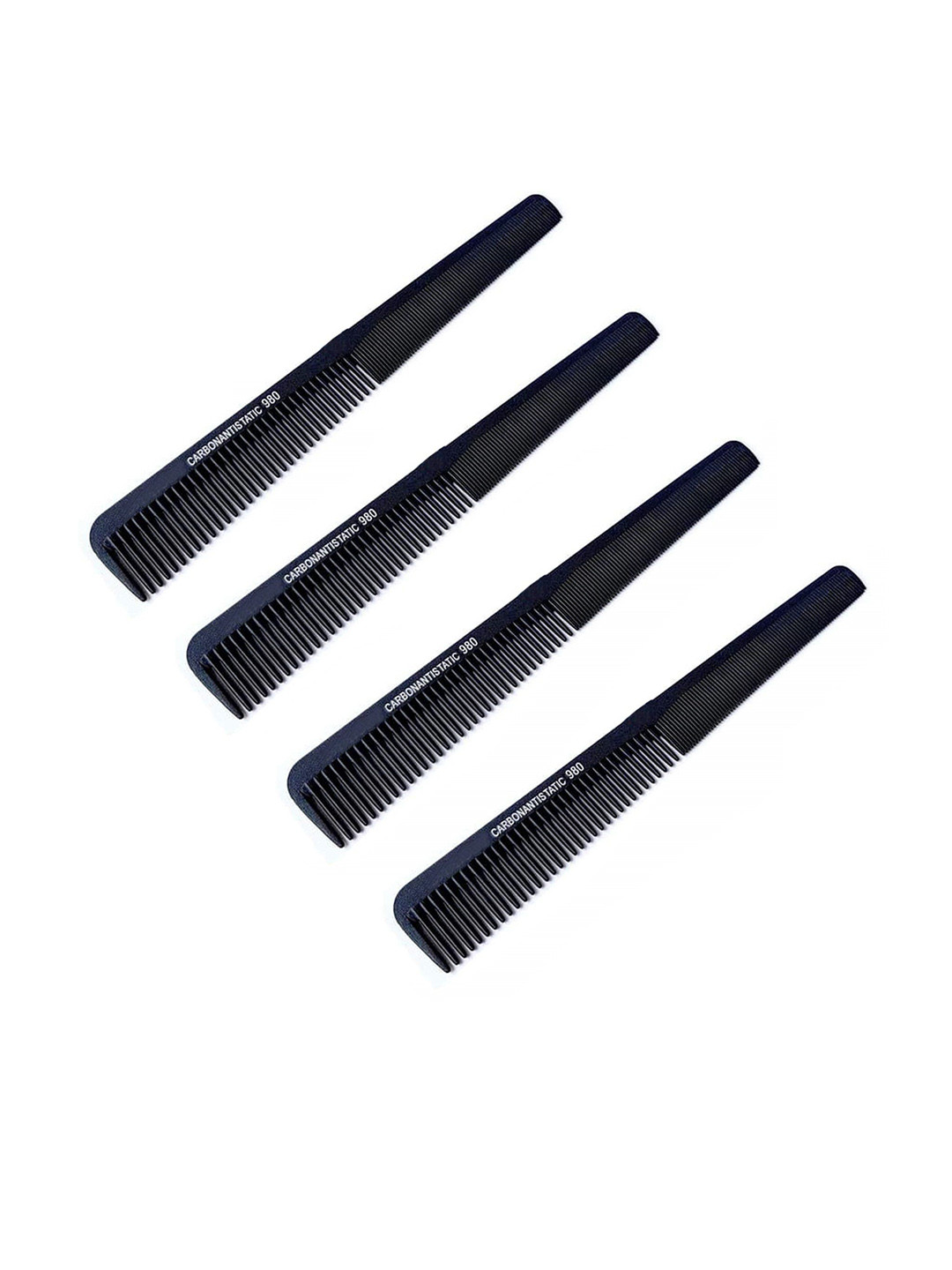 Stylewell Set Of 4 Barber Comb With Fine Tooth - Black