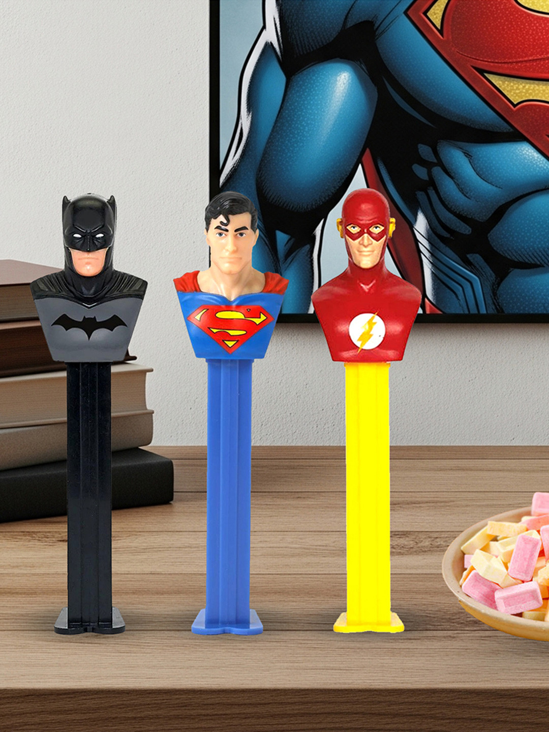 PEZ Kids Pack Of 3 DC Heroes Series Candies -51 gm