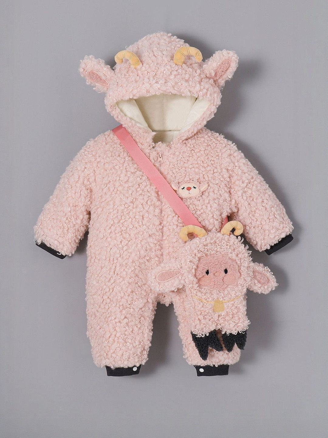 Hopscotch Fluffy Sheep Hood Bodysuit